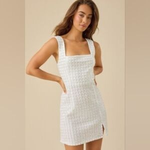 Altar'd State White Sequin Pearl Sleeveless Mini Dress Small